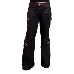 Women's Handmade Chains Black Rhinestones Gothic Punk Buckles Baggy Pants Emo